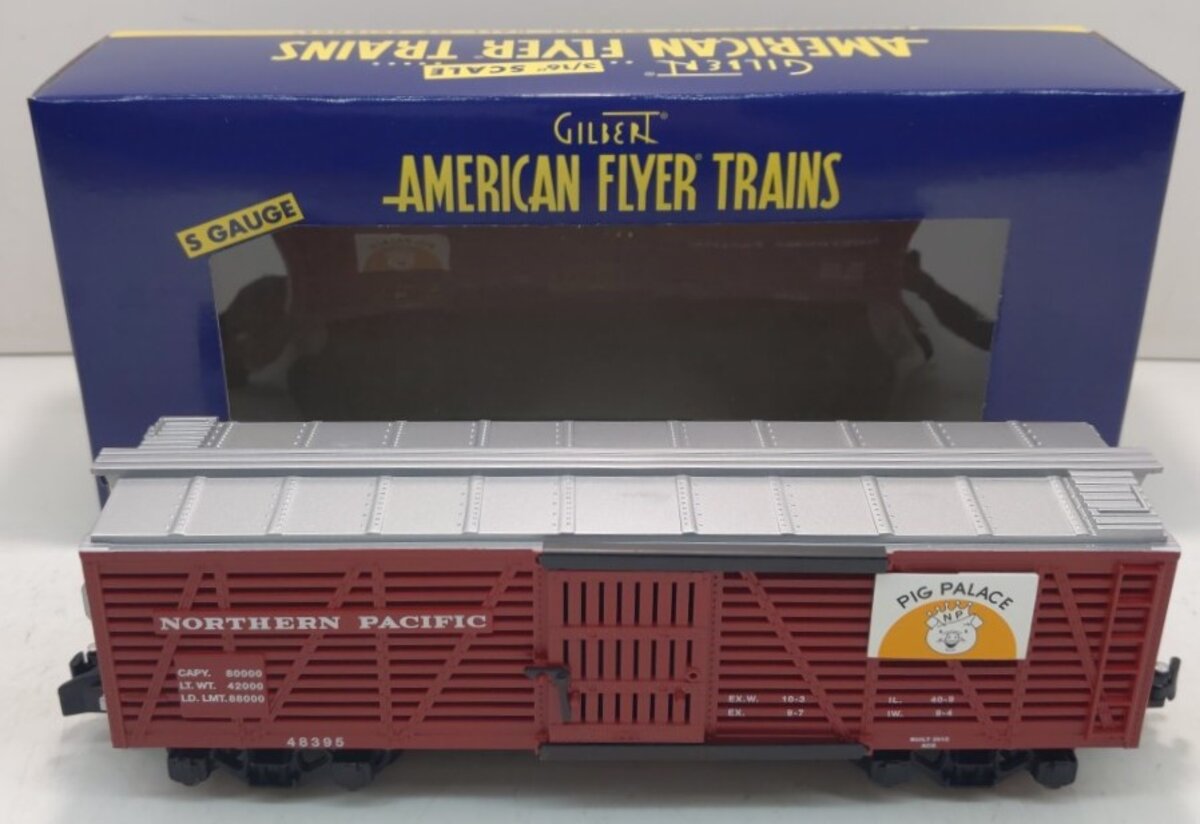 American Flyer 6-48395 S Scale Northern Pacific Pig Palace Stockcar LN/Box