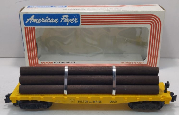 American Flyer 4-9002 S Gauge Boston & Maine Flat Car w/Logs #9002 LN/Box