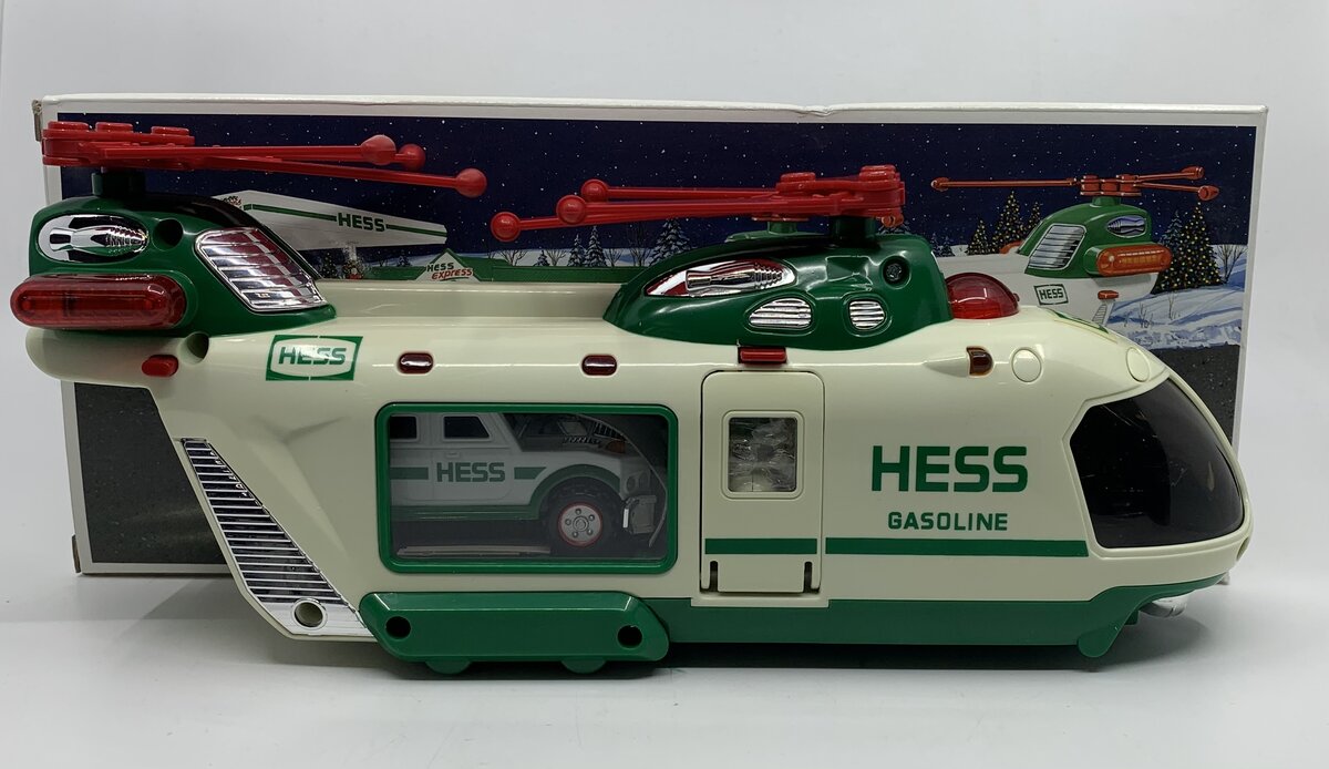Hess 2001 Die Cast Helicopter with Motorcycle & Cruiser