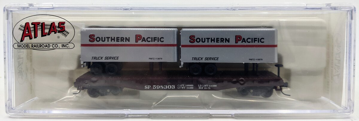 Atlas 37443 N Southern Pacific Pigglyback Flatcar w/ 2 24' Trailers #598303 NIB