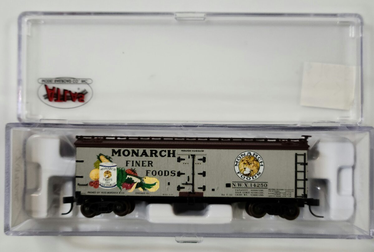 Atlas 41489 N Scale Monarch 40' Wood Reefer #14250 NIB