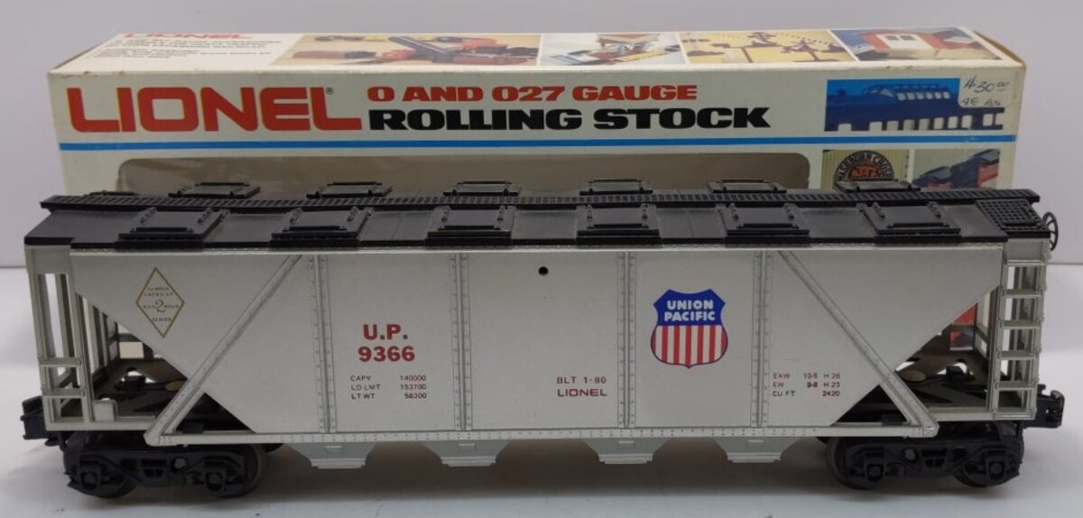 Lionel 6-9366 O Gauge Union Pacific Covered 4-Bay Hopper #9366 LN/Box