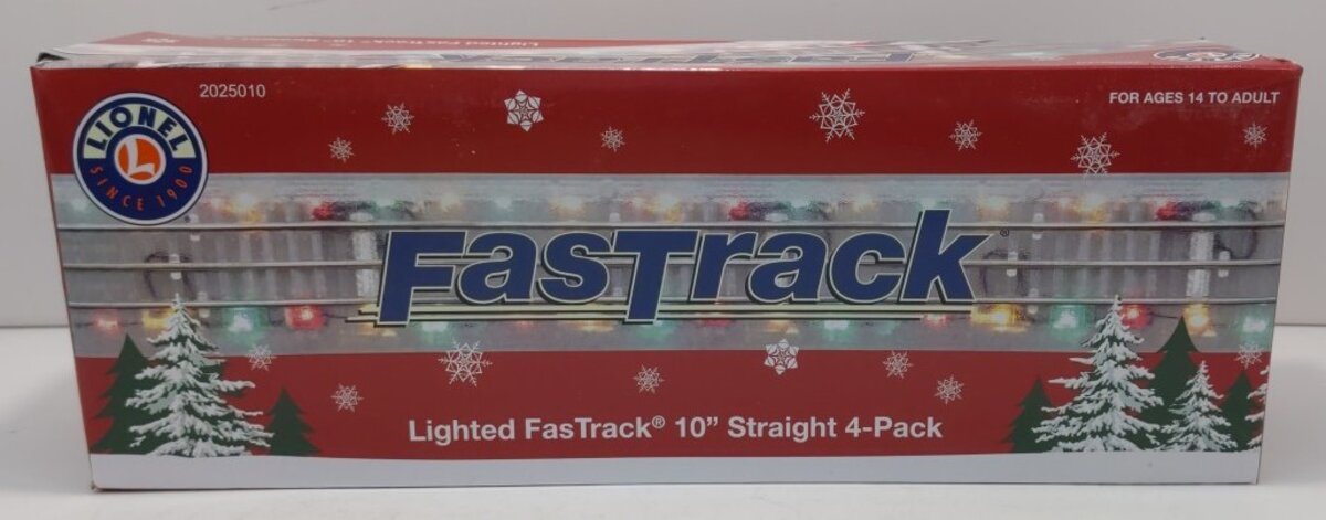 Lionel 2025010 O Gauge 10" Straight Fastrack w/ Multi-Colored Lights (Pack of 4) EX/Box