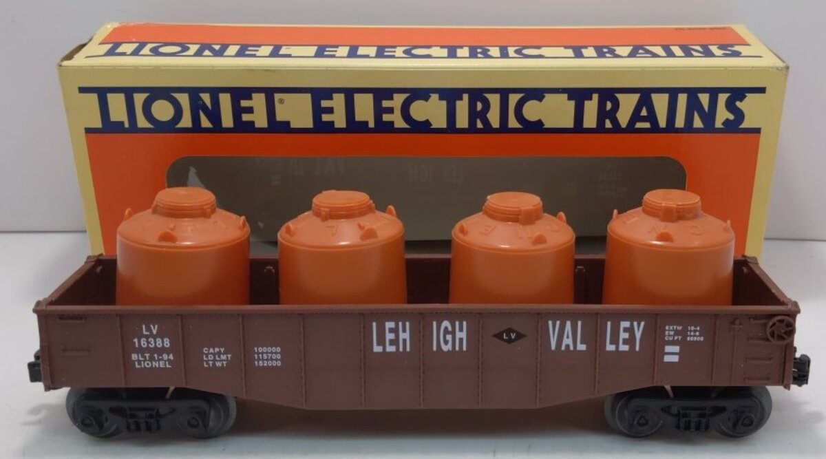 Lionel 6-16388 O Gauge Lehigh Valley Gondola w/Canisters LN/Box