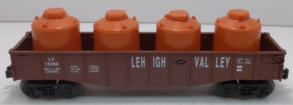 Lionel 6-16388 O Gauge Lehigh Valley Gondola w/Canisters LN/Box