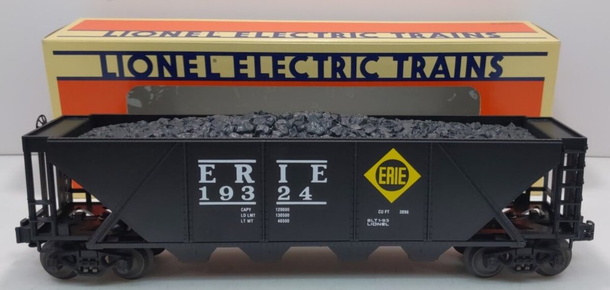 Lionel 6-19324 O Gauge Erie 4-Bay Hopper #19324 with Coal Load LN/Box
