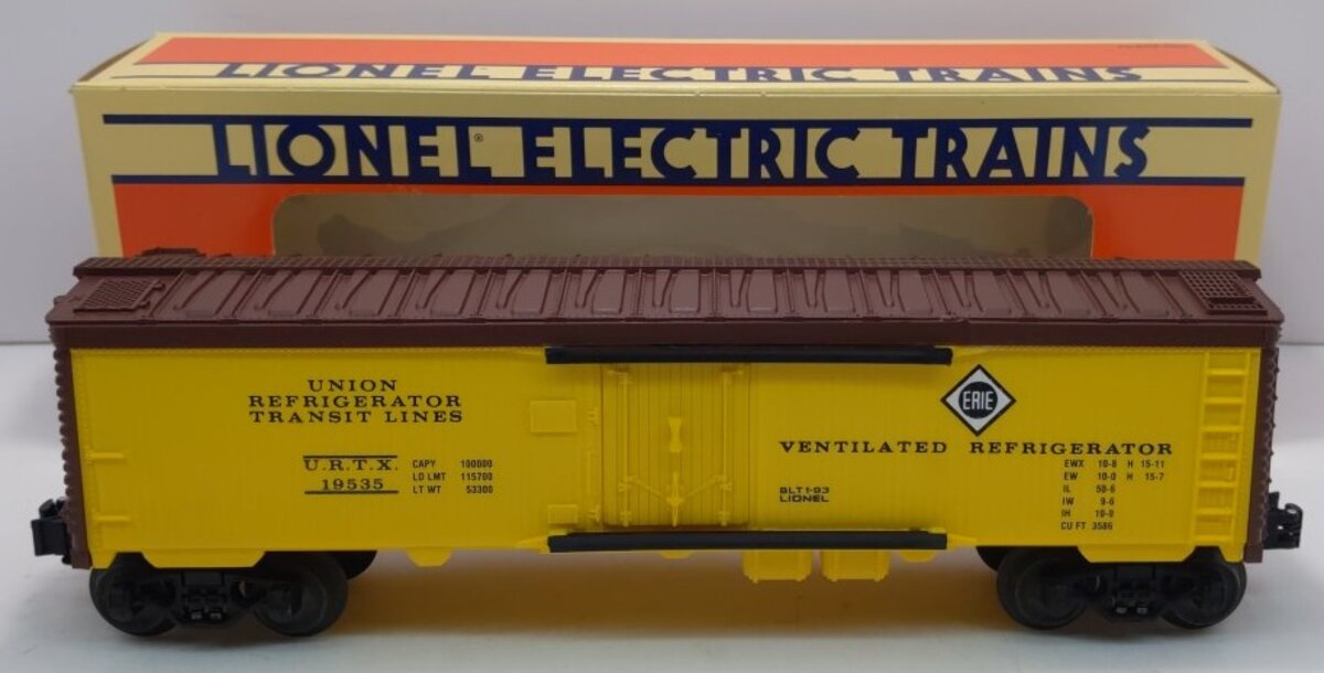 Lionel 6-19535 O Union Refrigerator Transit Lines Erie Reefer Car #19535 LN/Box