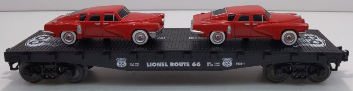 Lionel 6-36000 O Gauge Route 66 Flatcar w/ 2 Sedans #9823-1 LN/Box