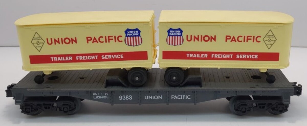 Lionel 6-9383 O Gauge Union Pacific FAR Piggyback Flatcar w/ Trailers