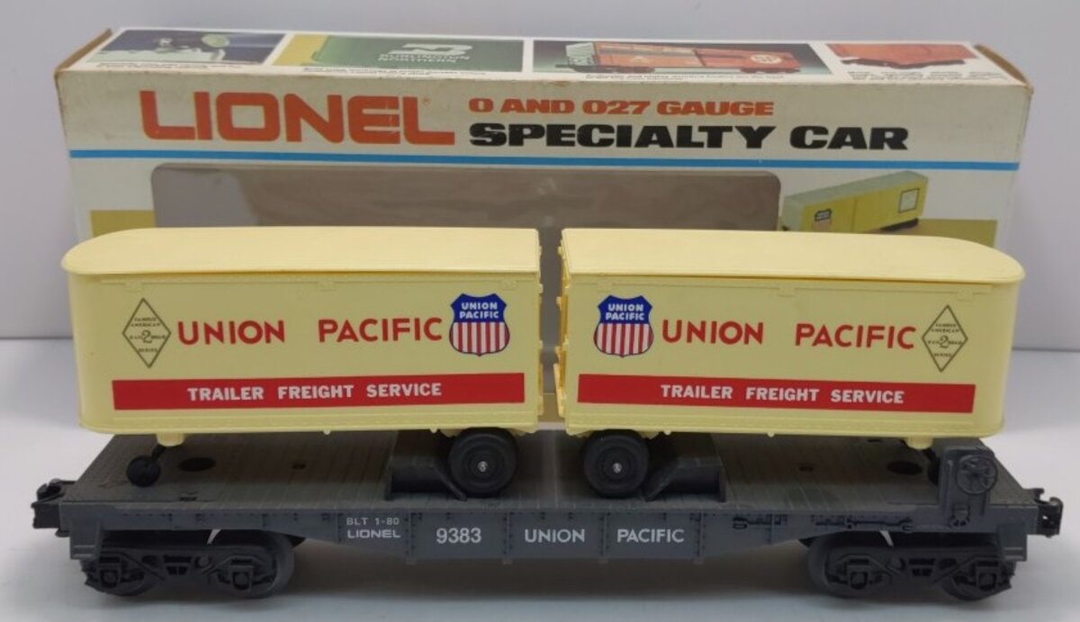 Lionel 6-9383 O Gauge Union Pacific FAR Piggyback Flatcar w/ Trailers