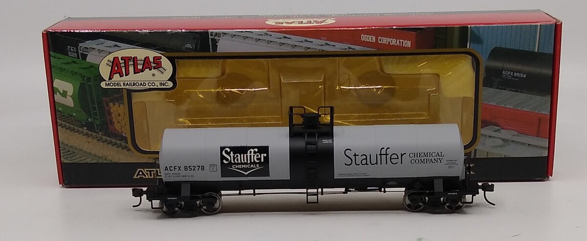 Atlas 1558-3 HO Scale Stauffer Chemical 17,360 Gallon Tank Car #85278 LN/Box