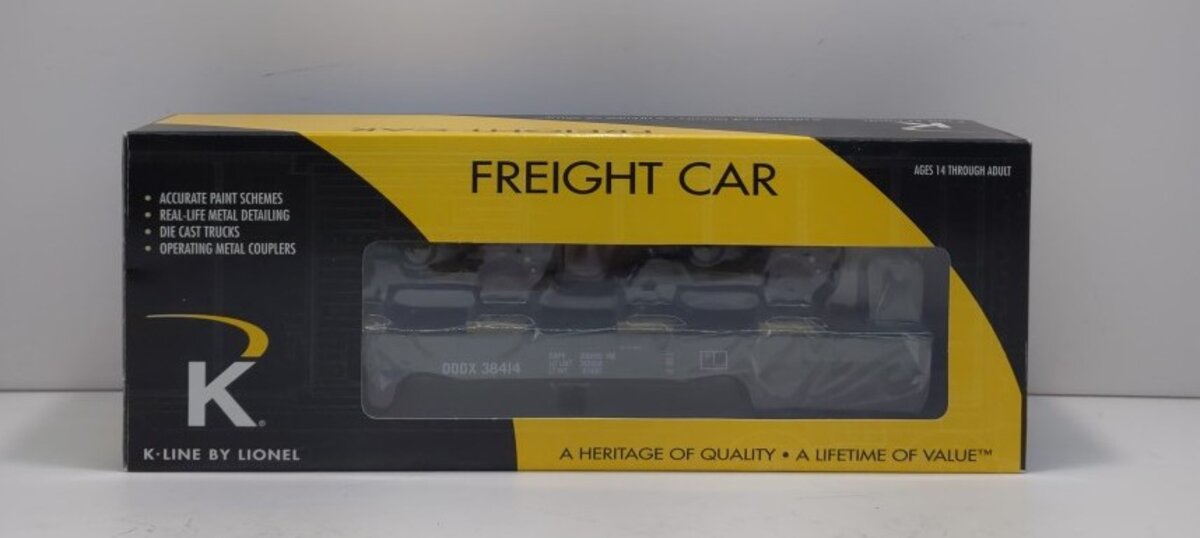 K-Line 6-22500 O Department of Defense Flat Car #38414 with 2 Jeeps & Soldier LN/Box