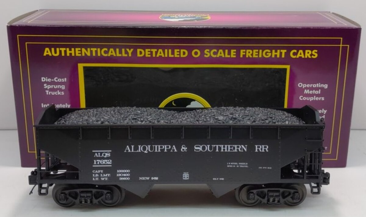 MTH 20-97597 O Alliquippa & Southern 2-Bay Offset Hopper Car w/Coal Load #17652 LN/Box