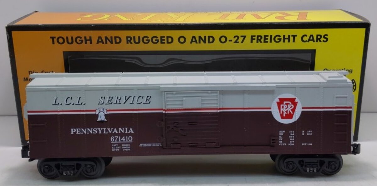 MTH 30-7459 O Gauge Pennsylvania Railroad L.C.L. Service Boxcar #671410 LN/Box