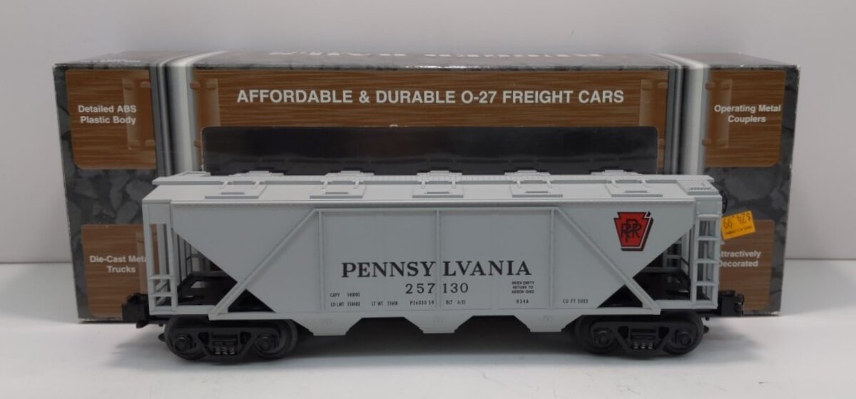 MTH 33-7501 O Gauge Pennsylvania 3-Bay Covered Hopper #257130 LN/Box