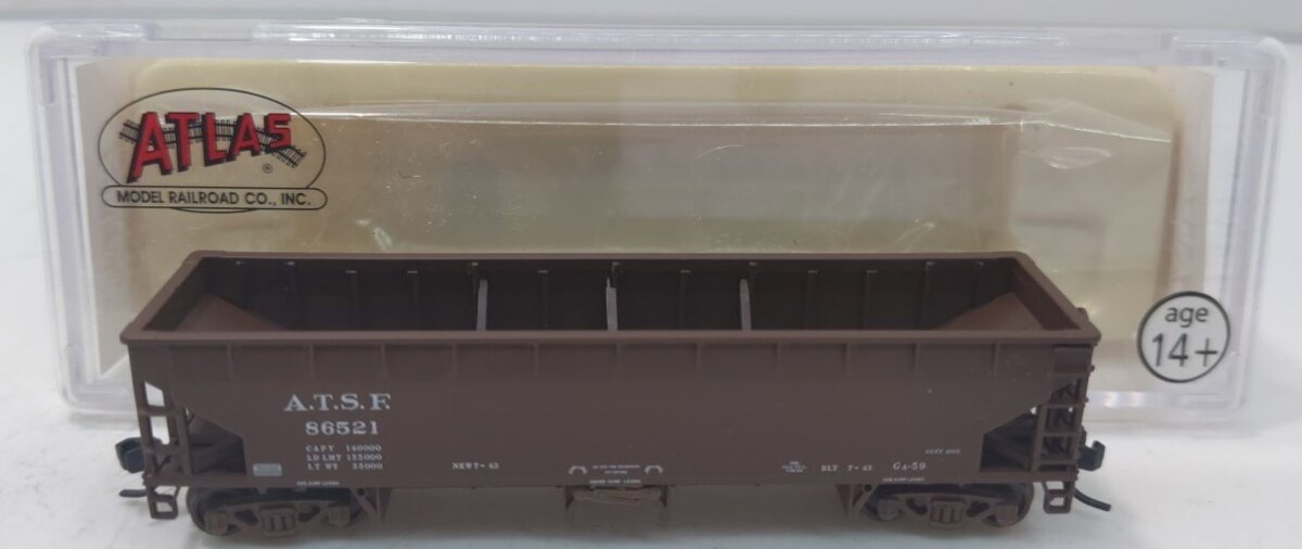 Atlas 34774-8 N Scale ATSF 70 Ton Hart Ballast Car #86521 LN/Box
