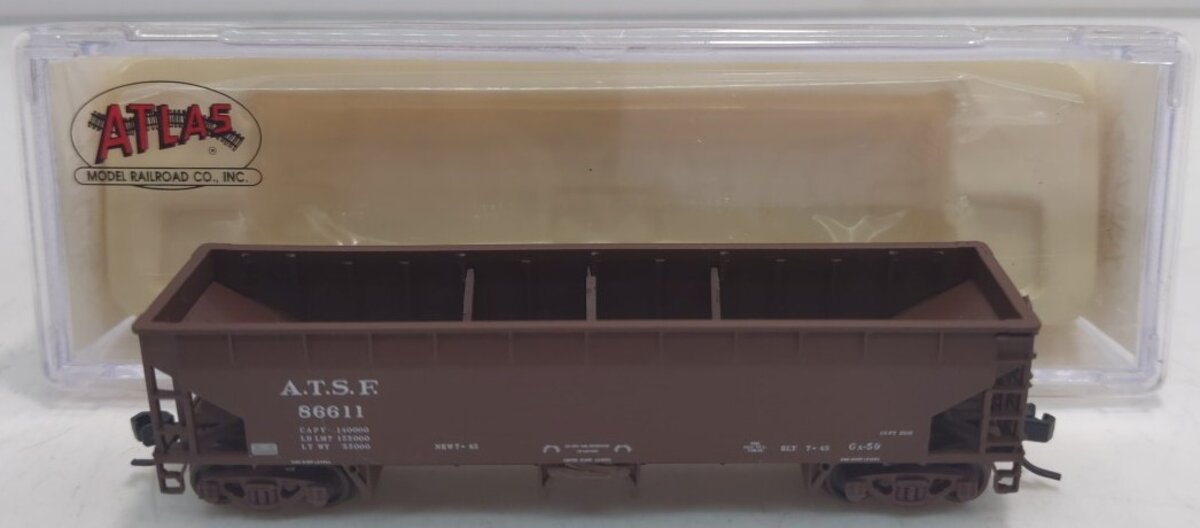 Atlas 34774-5 N Scale ATSF 70 Ton Hart Ballast Car #86611 LN/Box