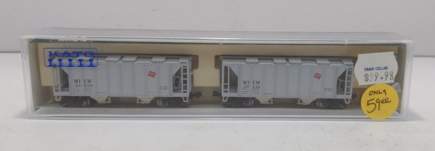 Kato 186-0204 N Scale Milwaukee Road 70' Covered Hopper Set (Set of 2) LN/Box