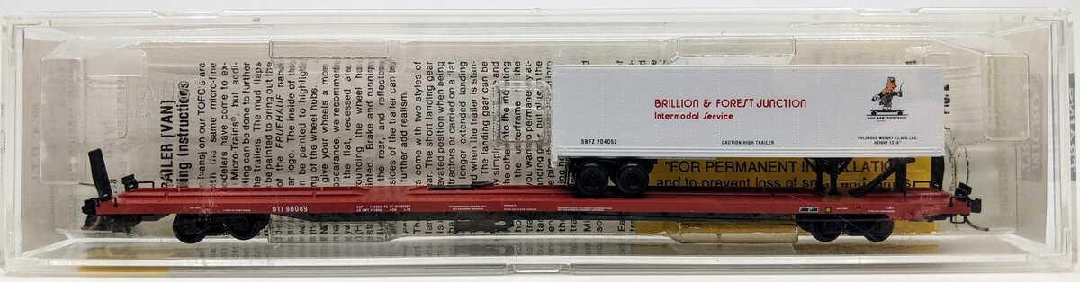 Micro-Trains 07100023 N D.T.I 89' Flatcar w/Brillion & Forest Trailer #90089 LN/Box