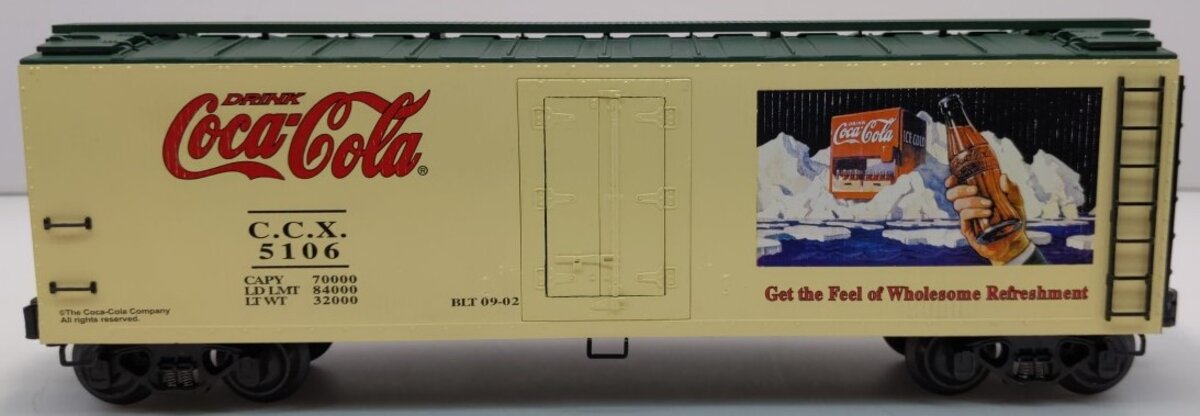K-Line K762-5106 O Gauge Coke Nostalgic Woodsided Refrigerator Car #5106 LN/Box