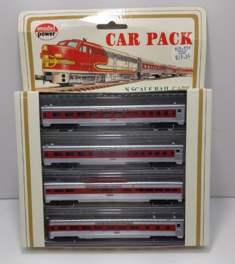 Model Power 3032-4 N Scale Santa Fe Streamline Passenger Car Set (Set of 4) LN/Box