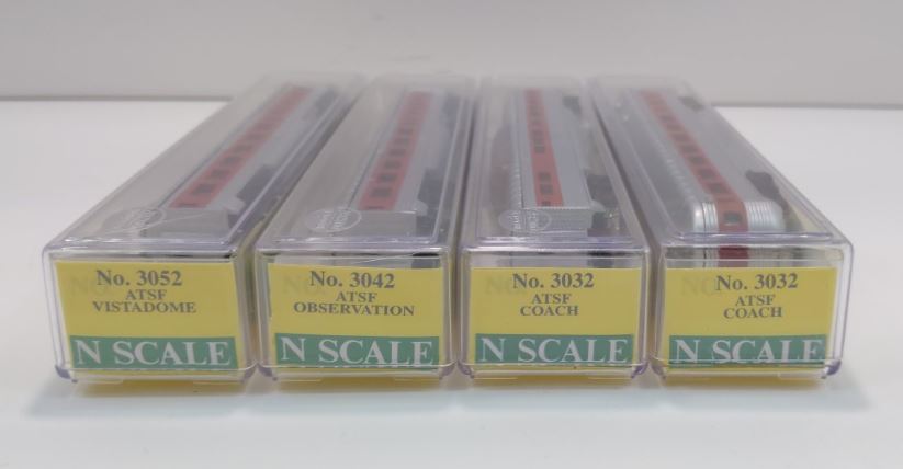 Model Power 3032-4 N Scale Santa Fe Streamline Passenger Car Set (Set of 4) LN/Box