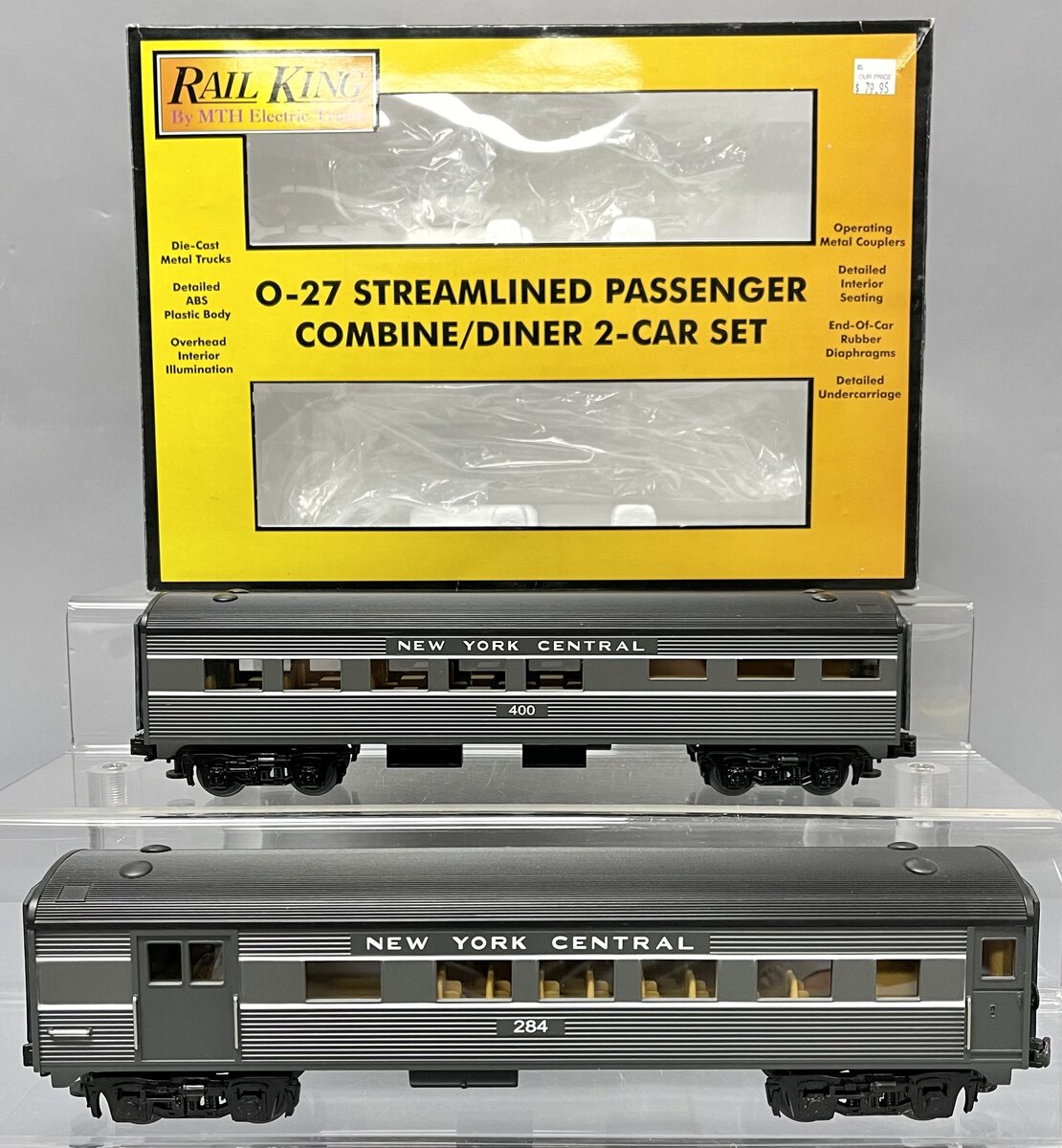 MTH 30-6083 O NYC O-27 Streamlined Combo/Diner Passenger Car Set (Set of 2) NIB