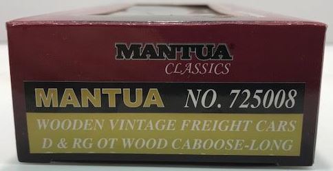 Mantua 725-008 HO Scale Western Denver & Rio Grande Long Wood Freight Caboose NIB