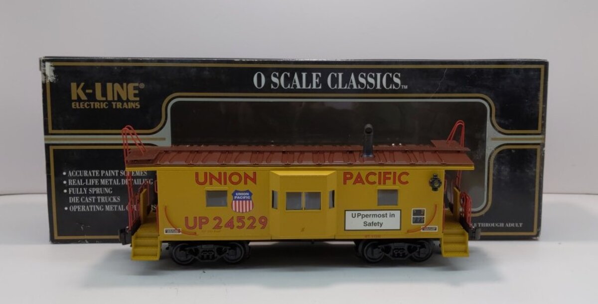 K-Line K612-2112 O Gauge Union Pacific Bay Window Caboose w/ Smoke Unit EX/Box