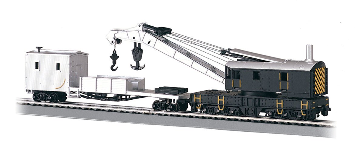 Bachmann 16149 HO Painted Unlettered 250-Ton Steam Crane Car and Boom Tender LN/Box
