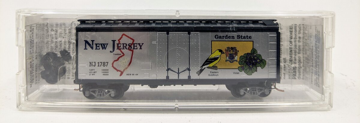 Micro-Trains 02100382 N New Jersey State 40' Standard Plug Door Boxcar #1787 EX/Box