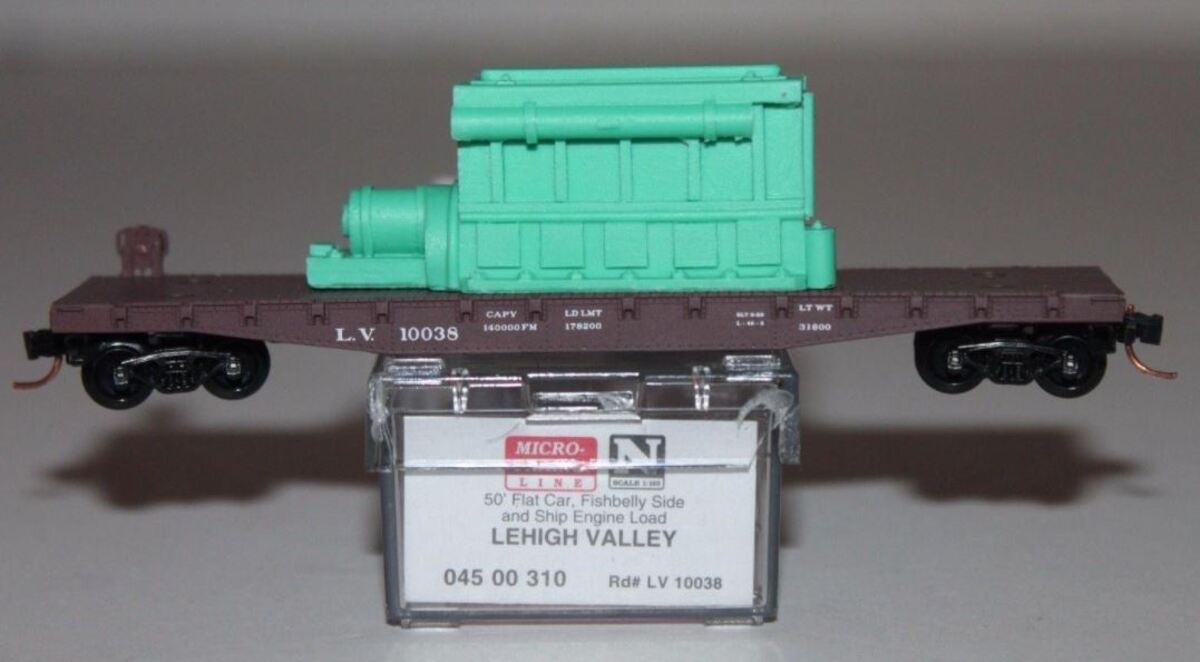 Micro-Trains 04500310 N LV 50' Fishbelly Side Flatcar With Load #10038