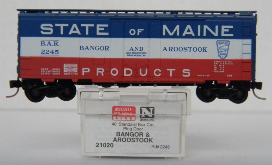 Micro-Trains 02100020 N Bangor & Aroostook 40' Standard Plug Door Boxcar #2245 LN/Box