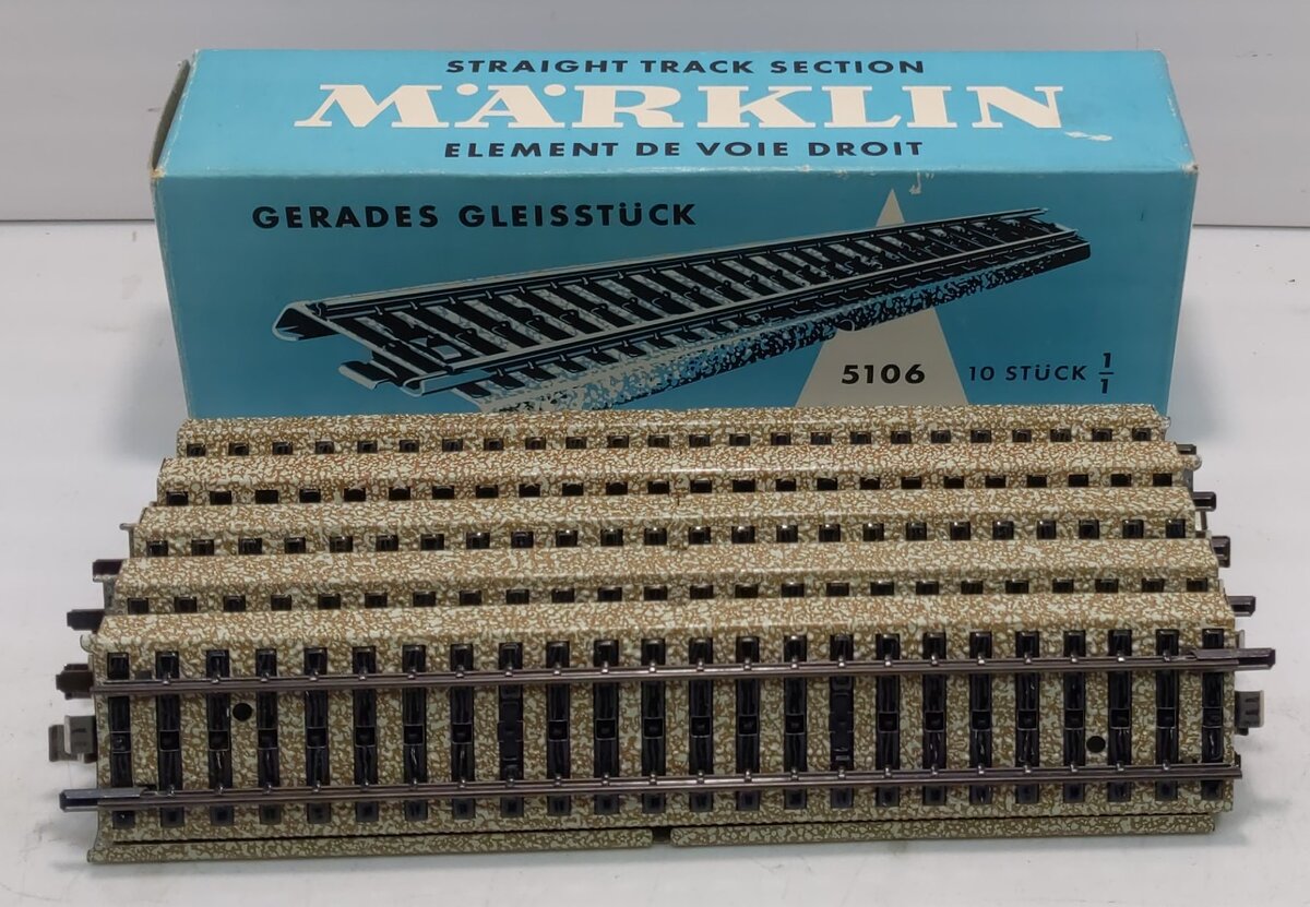 Marklin 5106 HO M Track Metal Straight Track (Box of 10) LN/Box