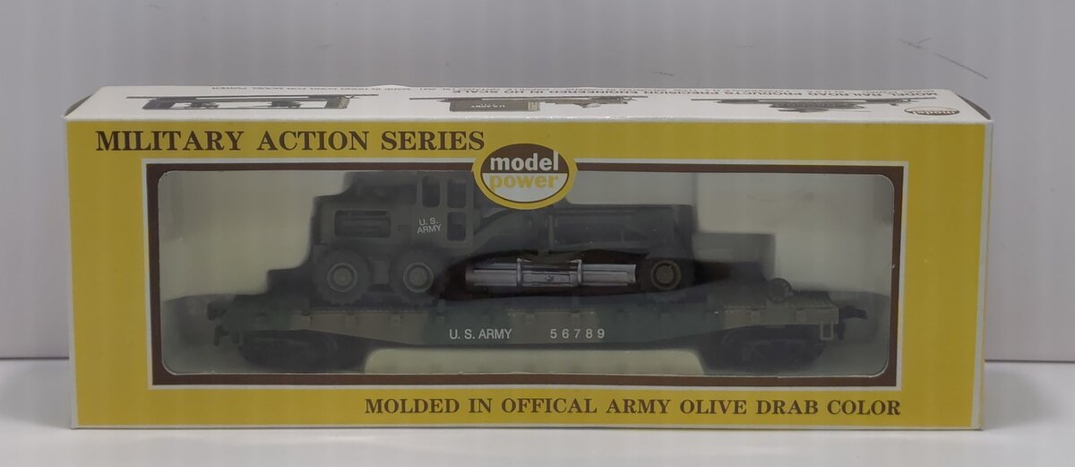 Model Power 9159 HO U.S. Army Flatcar w/ Road Grander