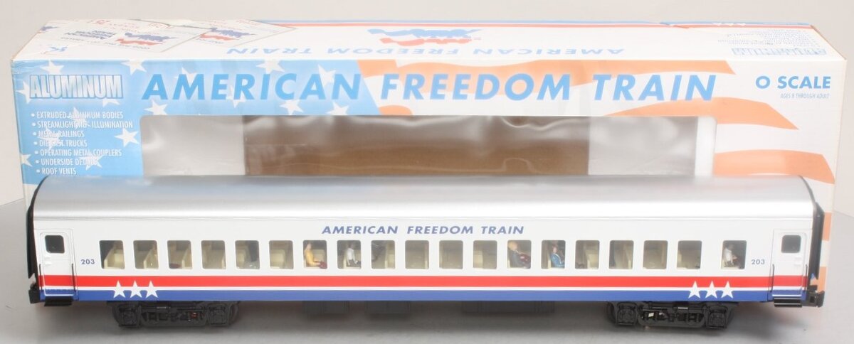 K-Line k4601-30203 O Gauge American Freedom Train 18" Aluminum Lounge Car #203 EX/Box