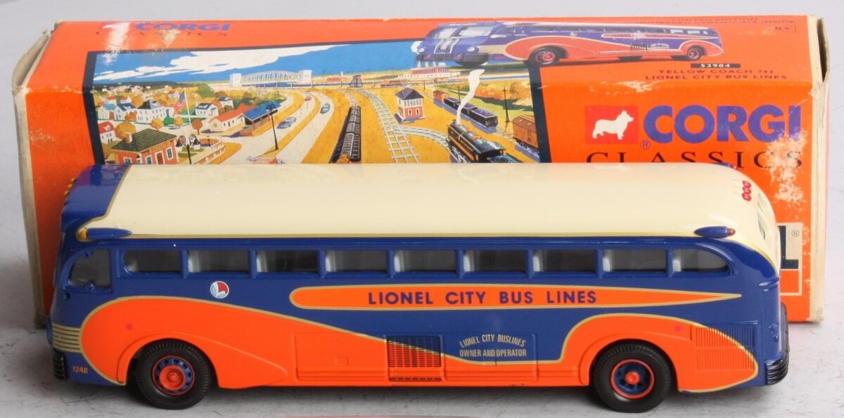 Corgi 53904 1:50 Scale Lionel Classics City Bus Lines Yellow Coach 743 Die Cast
