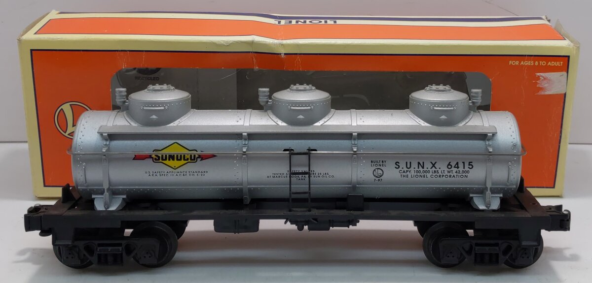 Lionel 6-16152 O Gauge Sunoco 3-Dome Tank Car #6415 LN/Box