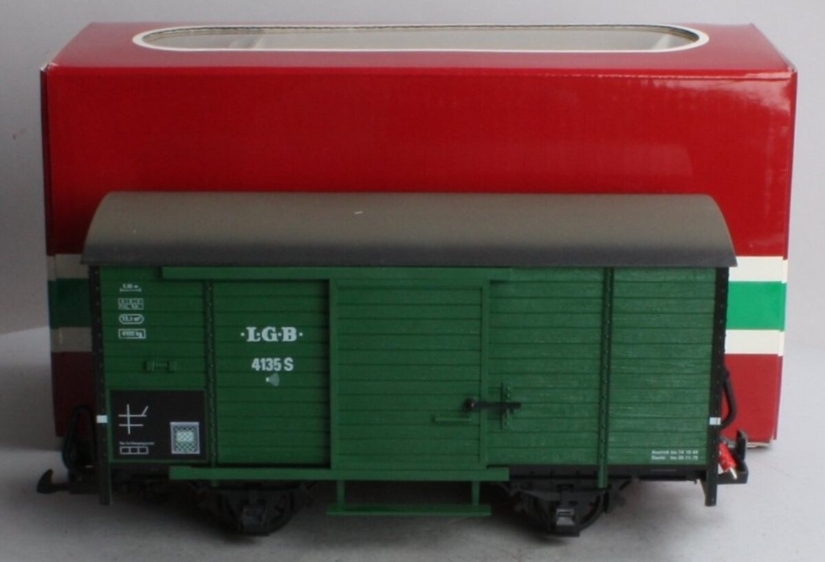LGB 4135S G Scale Boxcar with Steam Sounds EX/Box