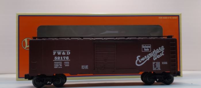 Lionel 6-52176 O Gauge FW&D Burlington Scale-Size Boxcar #52176 LN/Box