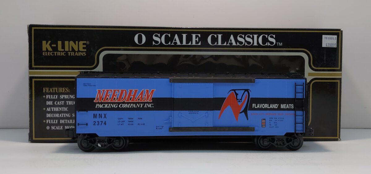 K-Line K761-8012 O Gauge Needham Packing Plug Door Boxcar LN/Box