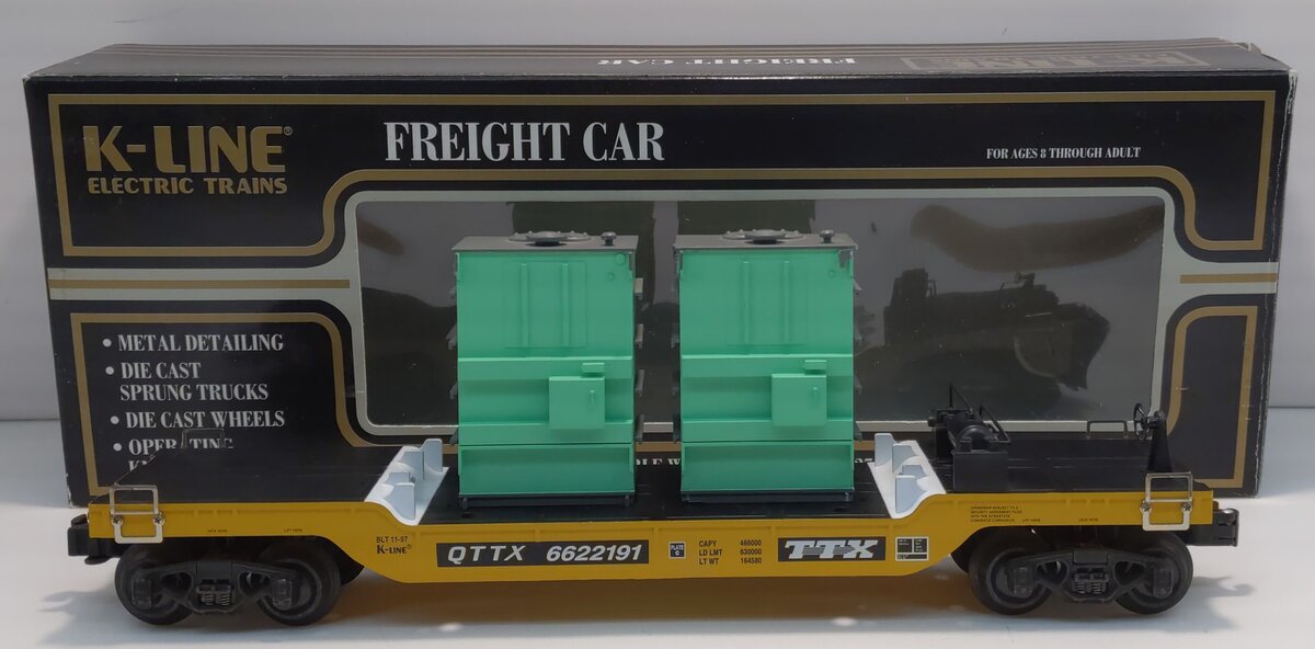 K-Line K662-2191 O Gauge Depressed Center Flat Car w/ Two Transformers #6622191 LN/Box
