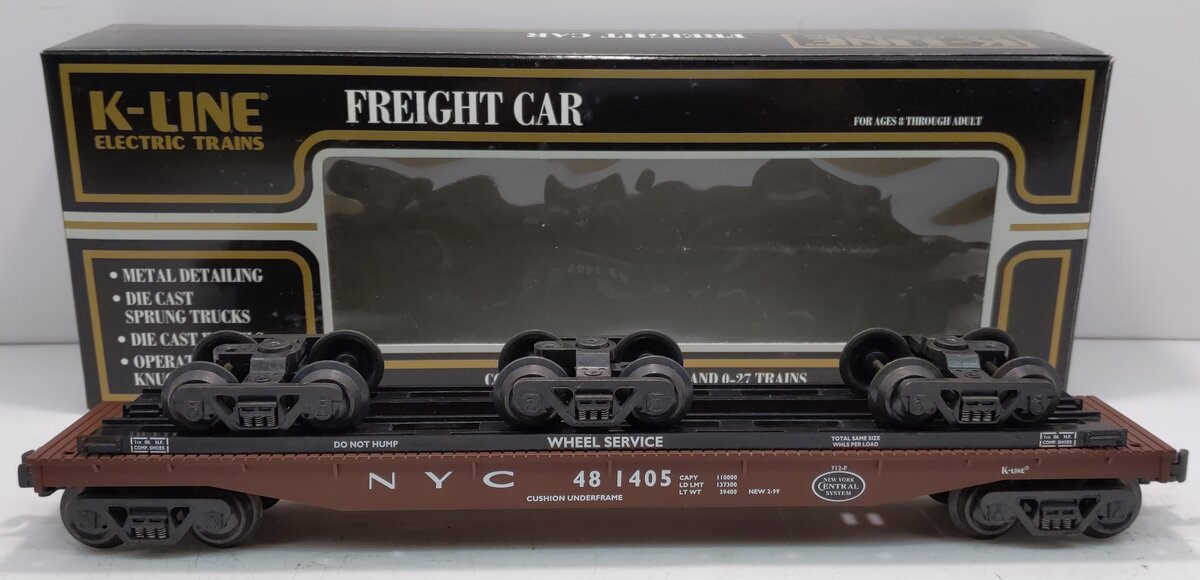 K-Line K691-1751 O Gauge New York Central Flat #481405 with 3 Truck Loads LN/Box