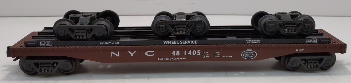 K-Line K691-1751 O Gauge New York Central Flat #481405 with 3 Truck Loads LN/Box