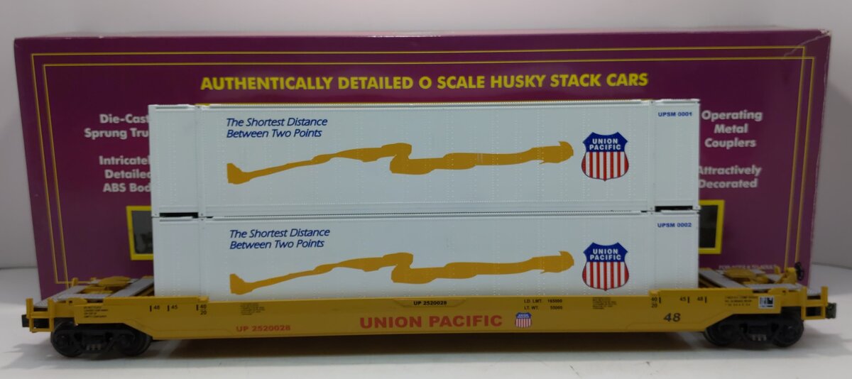 MTH 20-95007 O Gauge Union Pacific Husky Stack Car w/ Containers #2520028 LN/Box