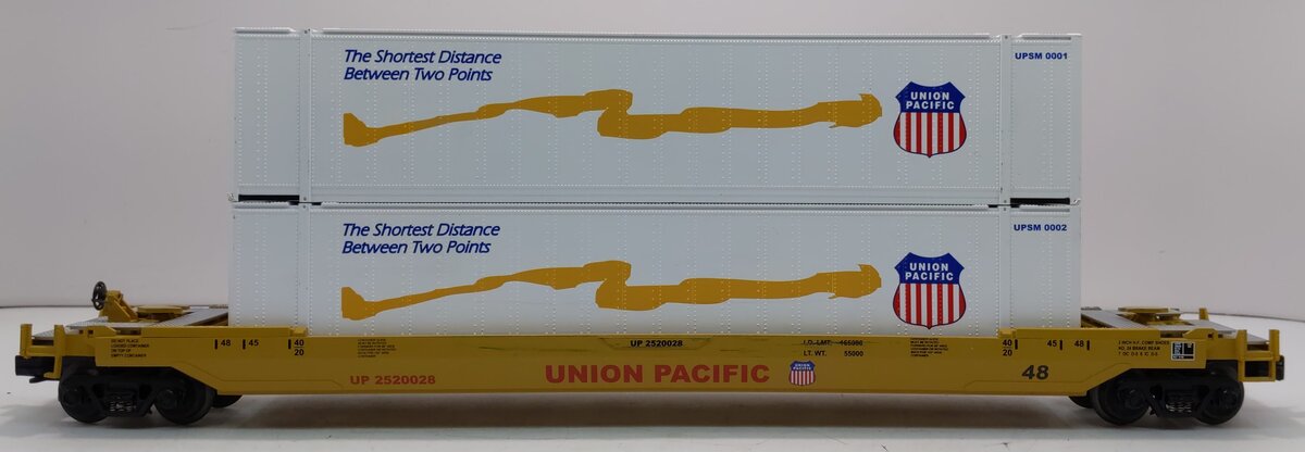 MTH 20-95007 O Gauge Union Pacific Husky Stack Car w/ Containers #2520028 LN/Box