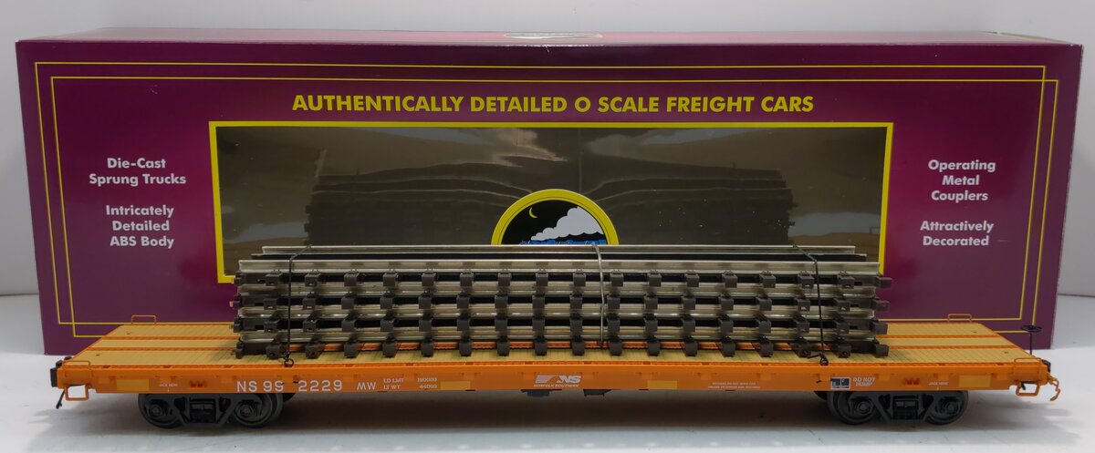 MTH 20-95147 O Gauge Norfolk Southern 60' Flatcar #992229 with 4 Track Loads LN/Box