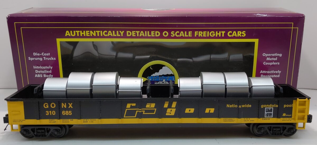 MTH 20-98874 O Railgon MTHRRC 2012 Gondola Car w/Coil Steel Load #310685 NIB