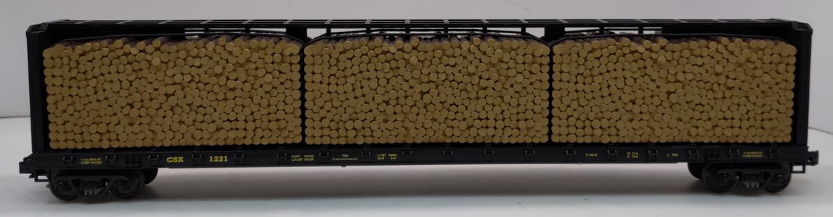MTH 20-98211 O Gauge CSX Center I Beam Flat Car #1221 w/Log Load LN/Box
