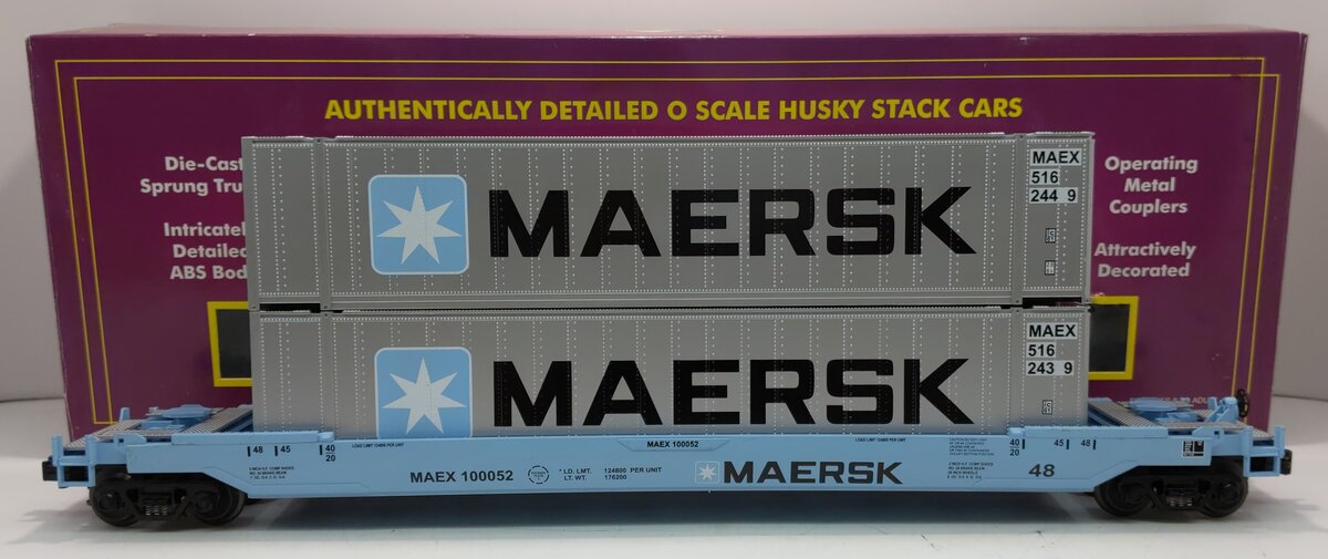 MTH 20-95006O Gauge Maersk Husky Stack Car w/ Containers LN/Box